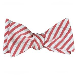 HIGH COTTON Nantucket Red White Seersucker Stripe self-tie, adjustable Bow Tie